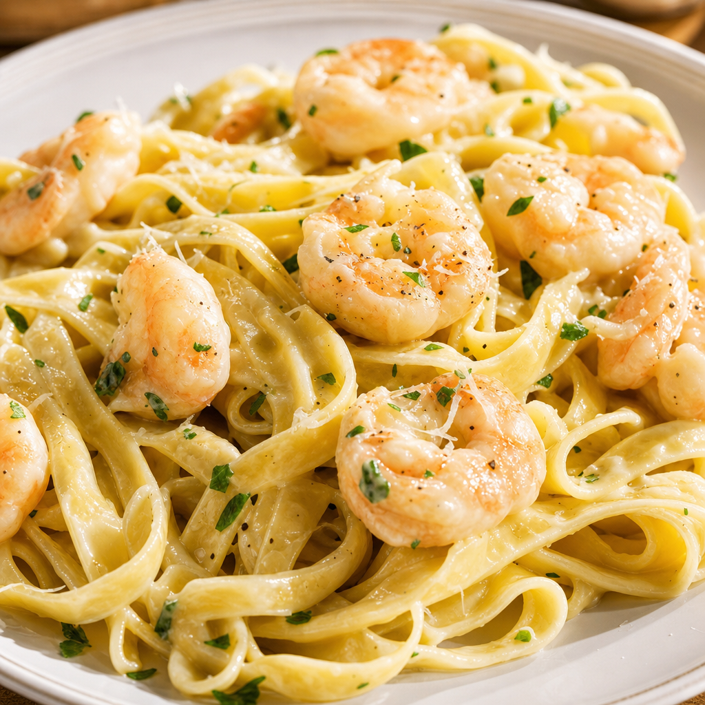Shrimp Alfredo Pasta.