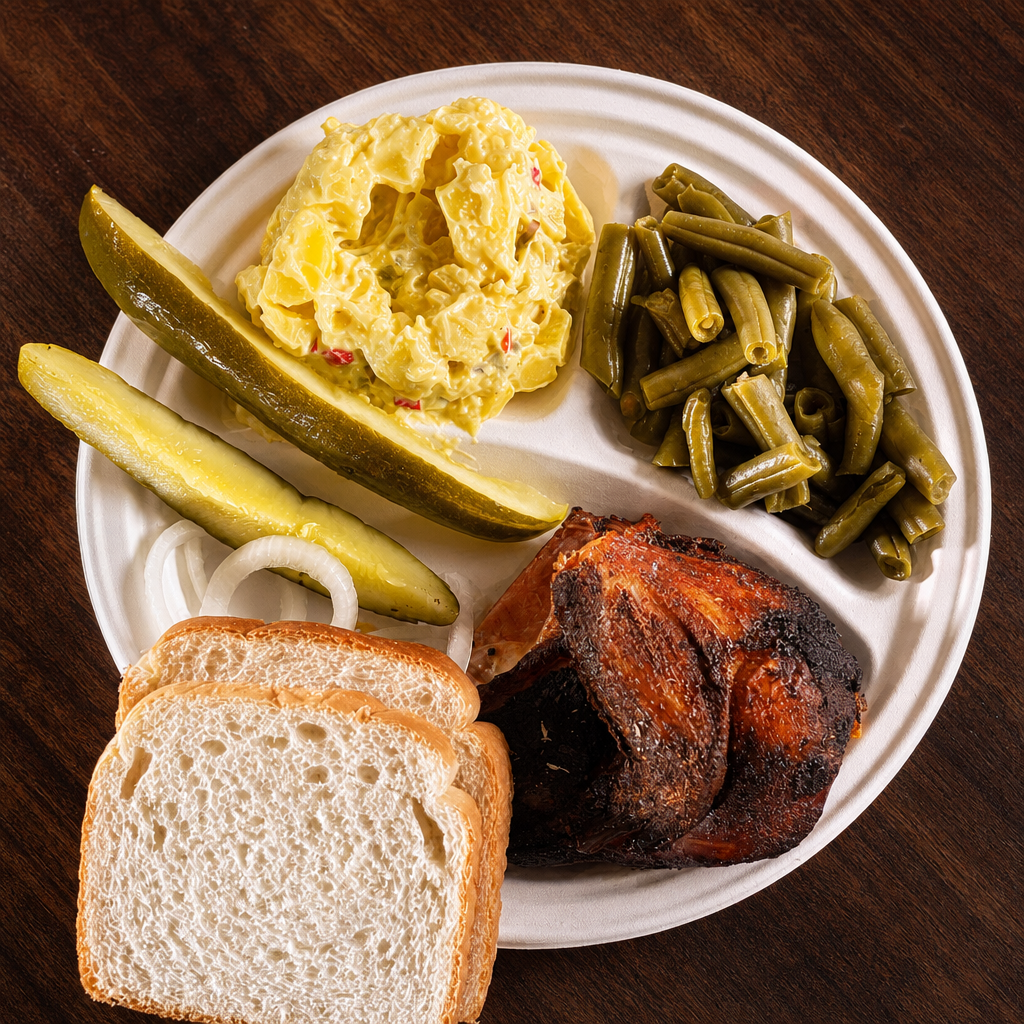 1/4 Fajita Smoked Chicken Plate.