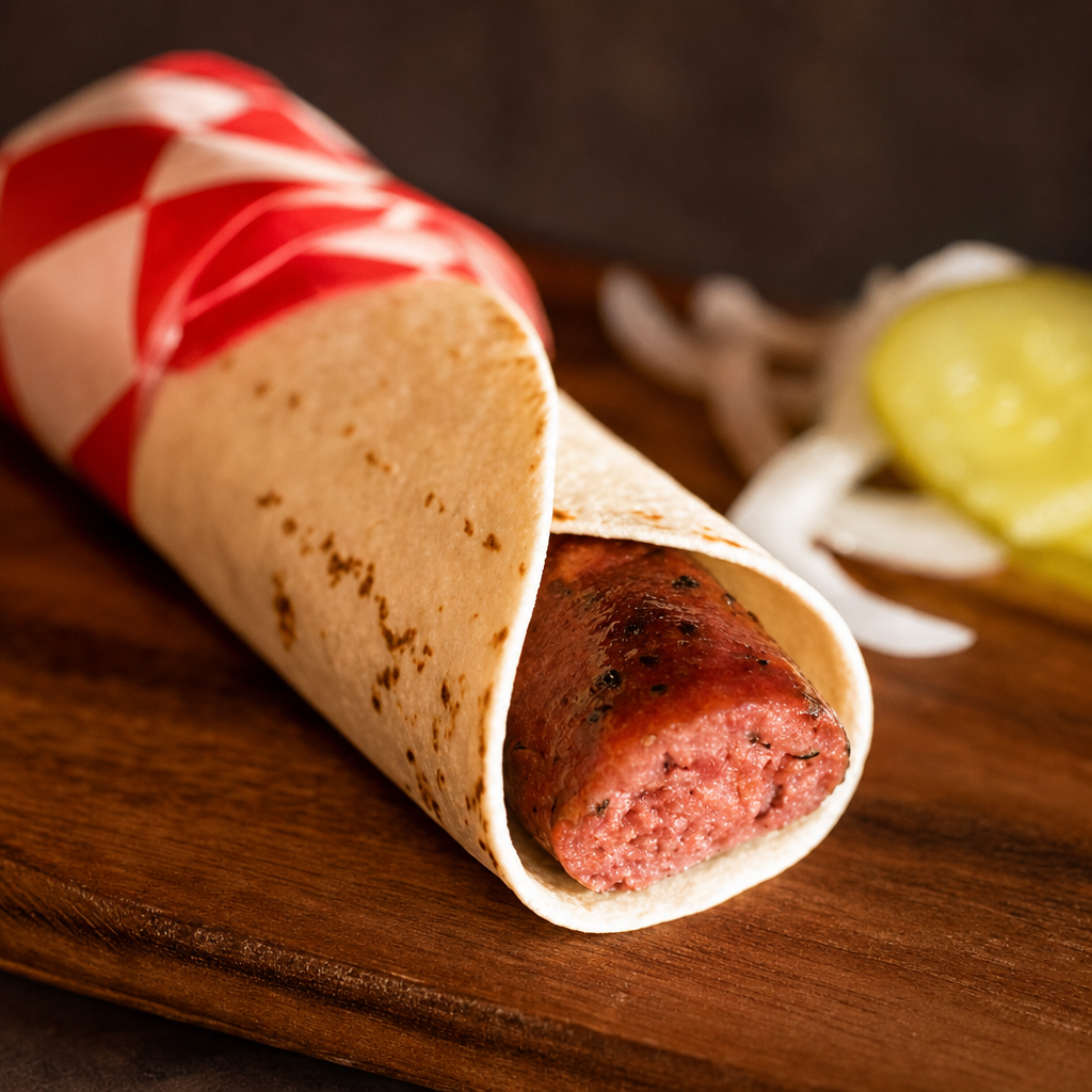 Beef Sausage Wrap.