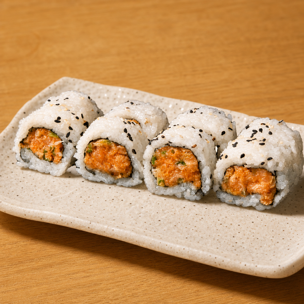 *Spicy Salmon Roll.