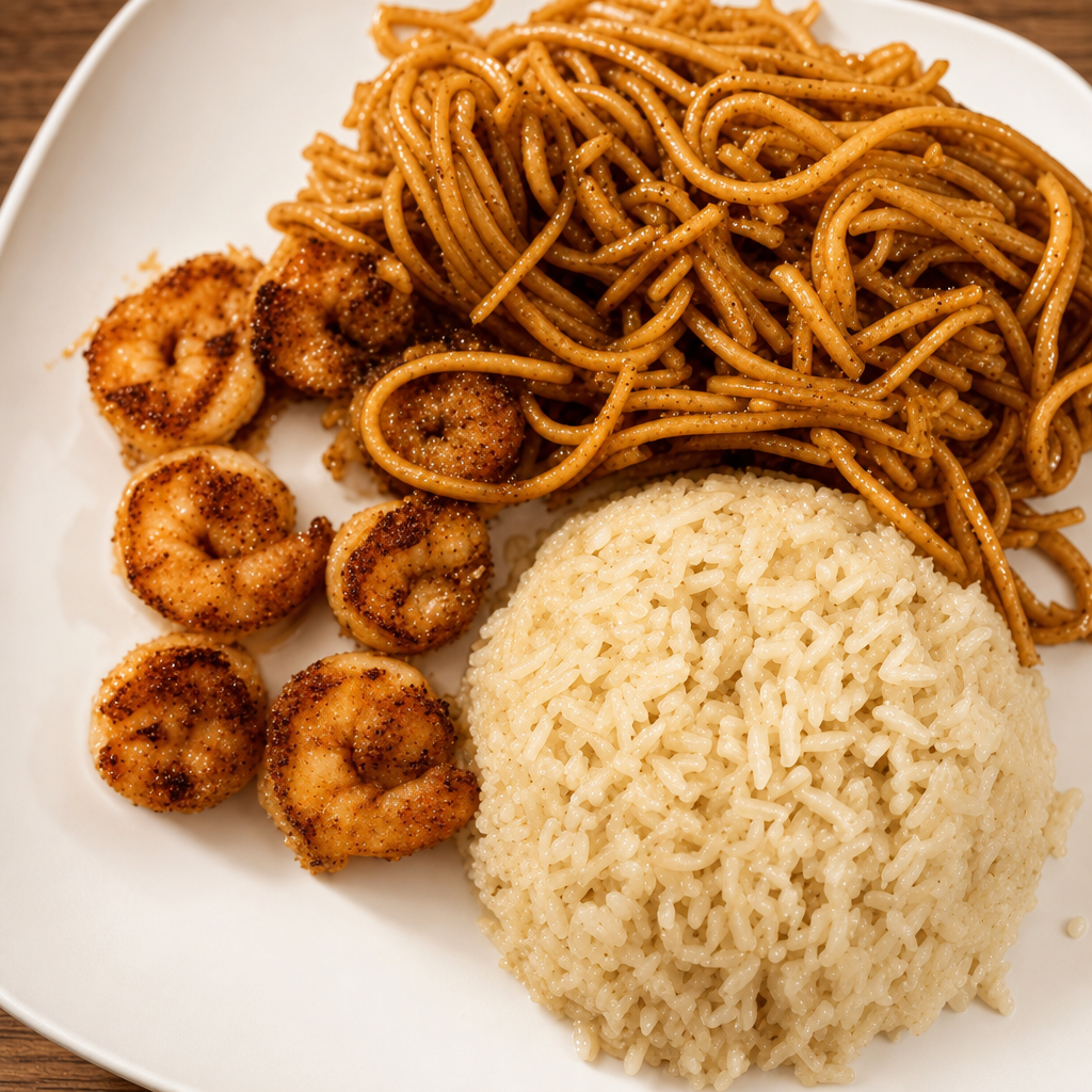 Kids Hibachi Shrimp with Noodles.