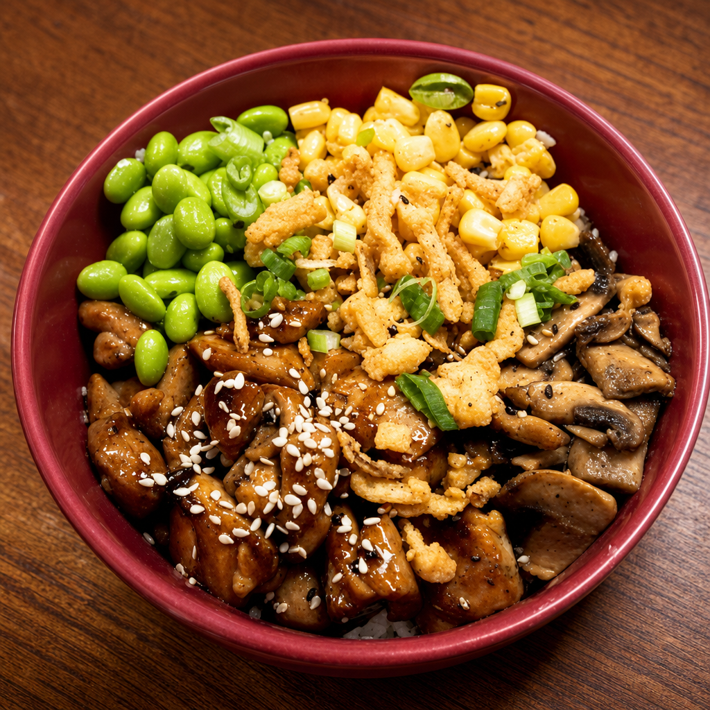 Bourbon Teriyaki Chicken Bowl.