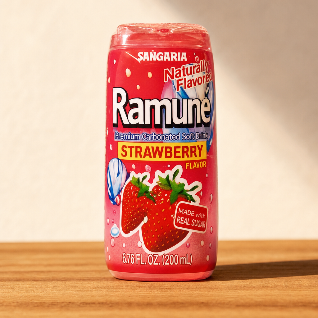 Japanese Ramune Strawberry Soda.