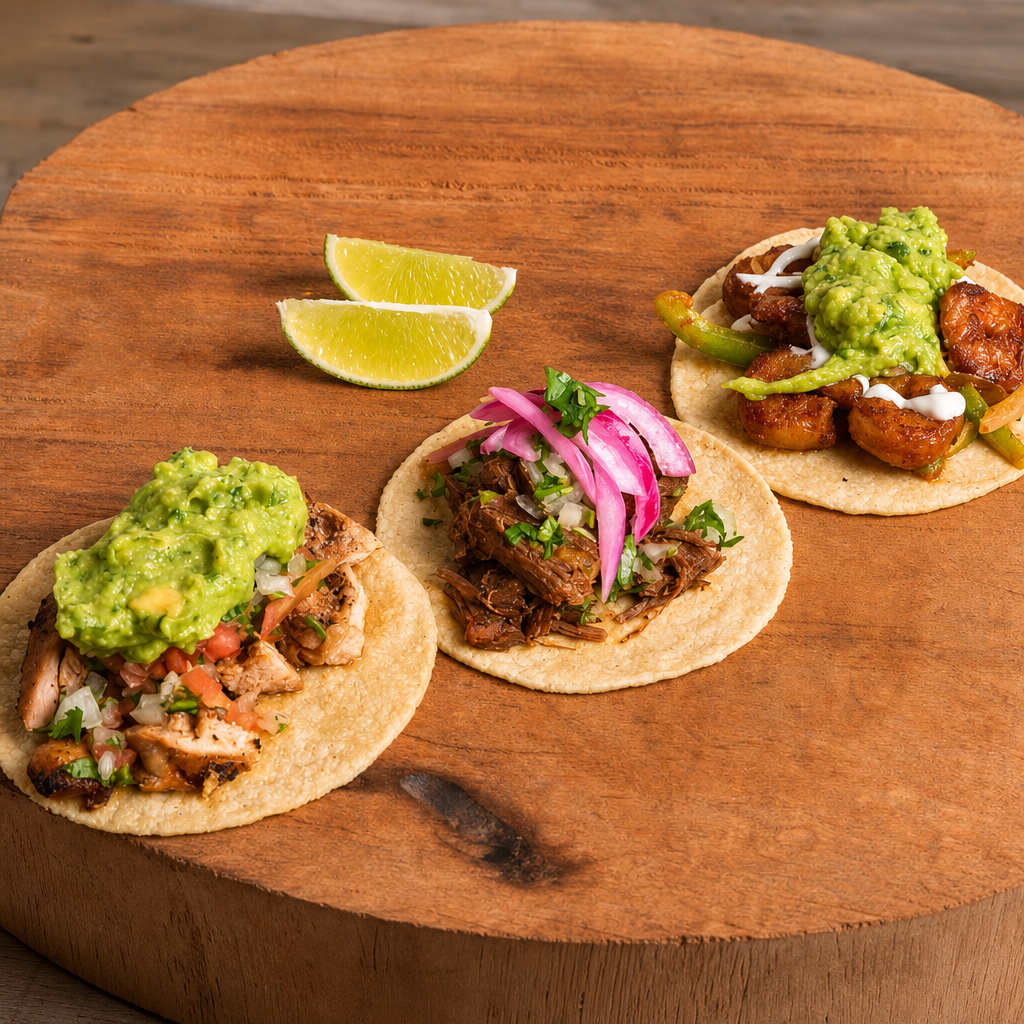 Any 3 Tacos Combo with Rice & Beans