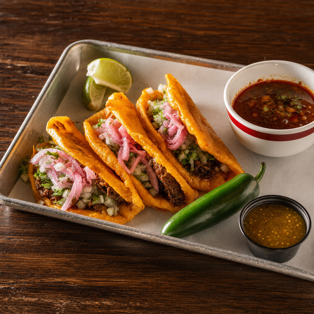 3 Queso Birria Tacos with Consome