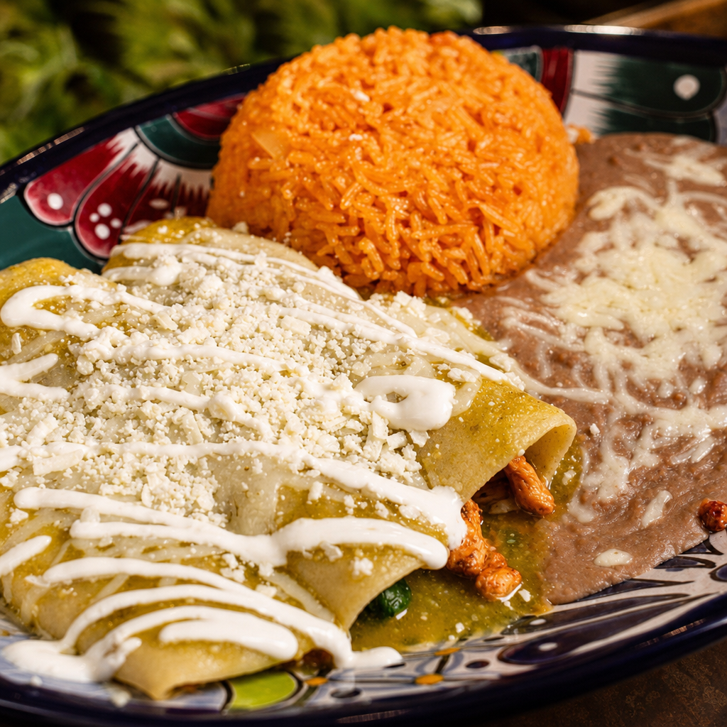 Spinach and Chicken Enchiladas.