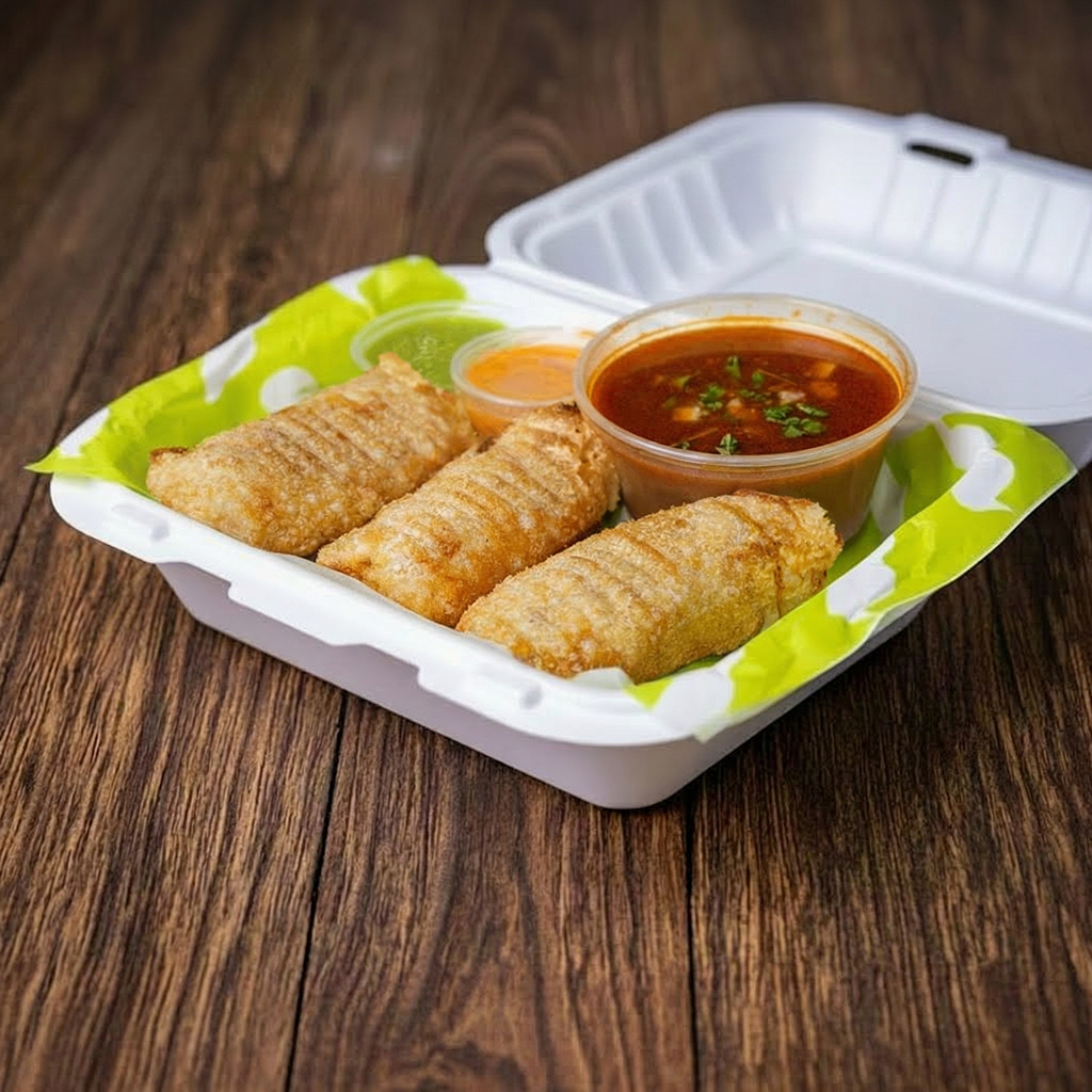 3x Birria Egg Rolls w/ Consome.