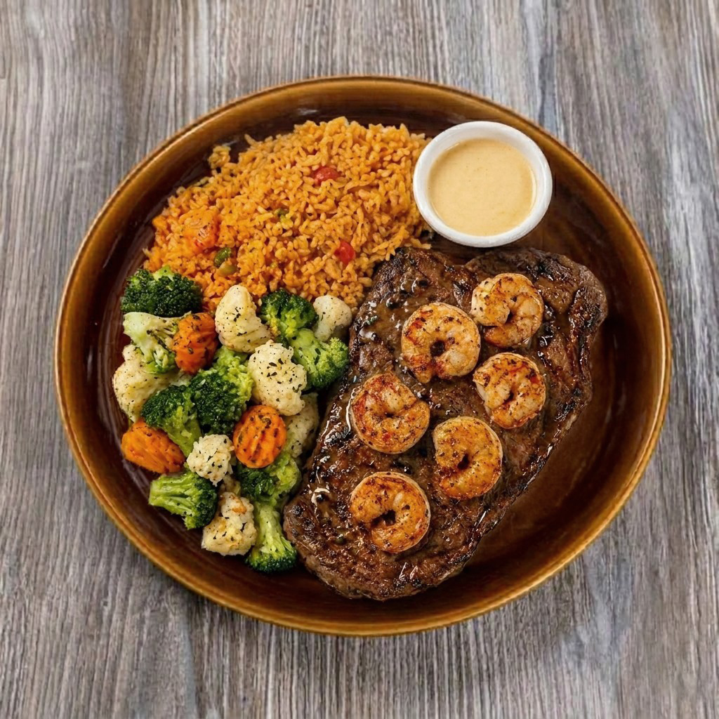 Steak Con Camaron.