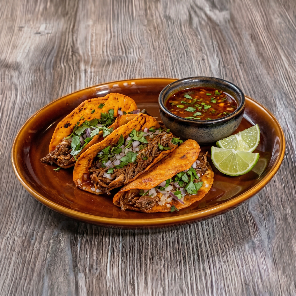 (3) Birria Tacos.