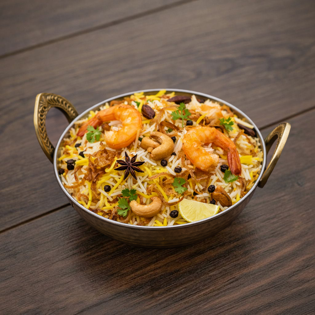 Little Spice Spl Shrimp Biryani.