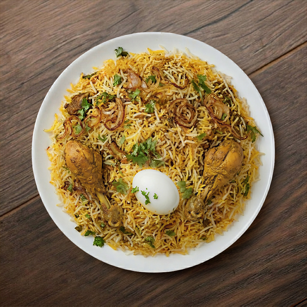 Hyderabadi Chicken Dum Biryani.