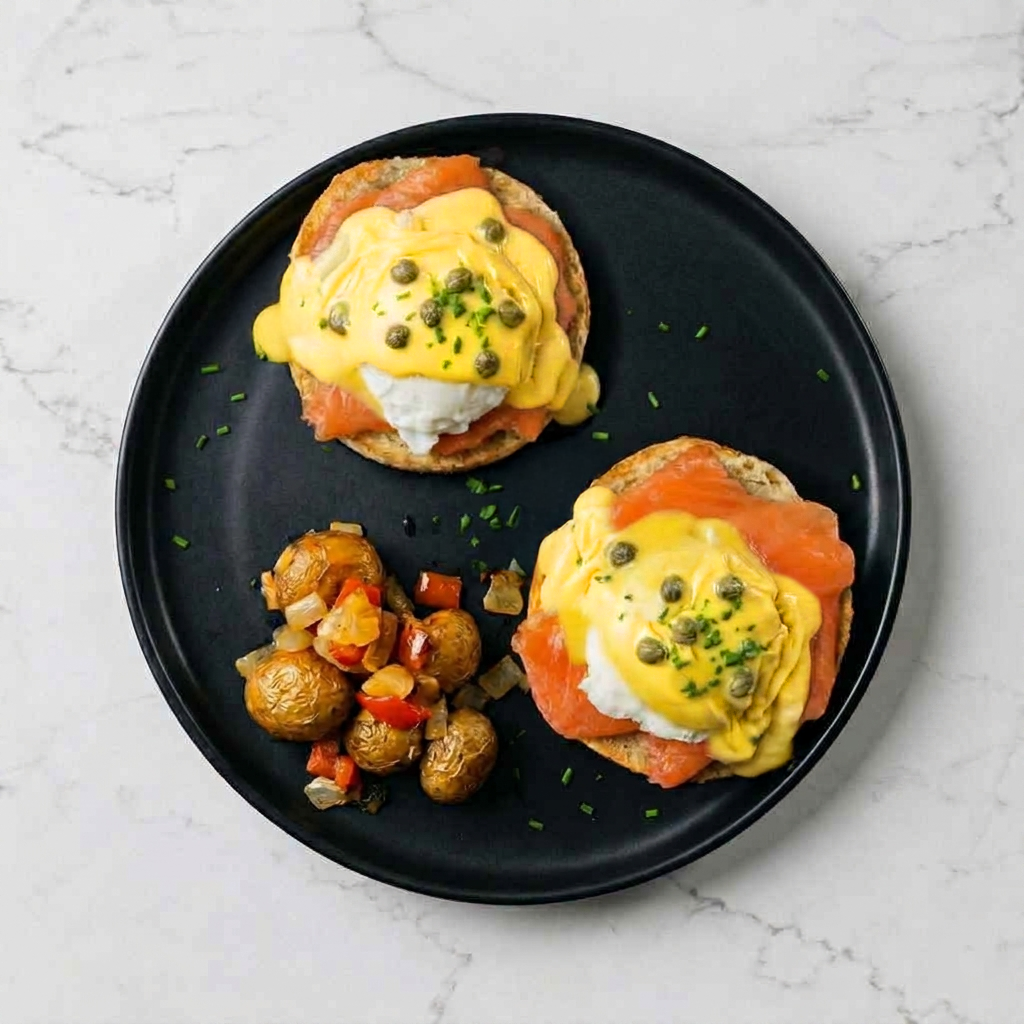 SMOKED SALMON EGGS BENEDICT.