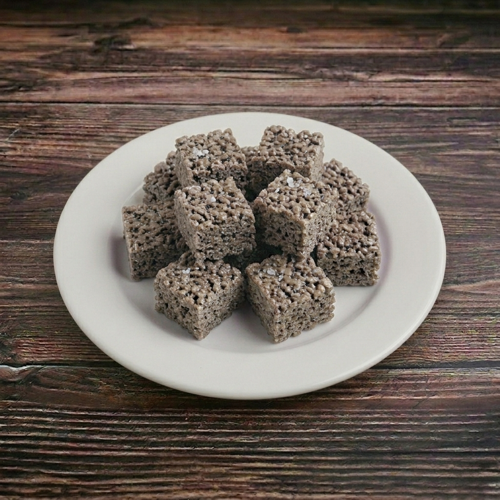 Black Sesame Sea Salt Rice Krispies.