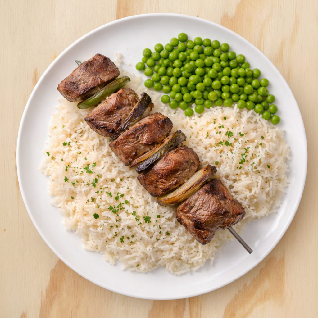 Lamb Shish Kebab Dinner.