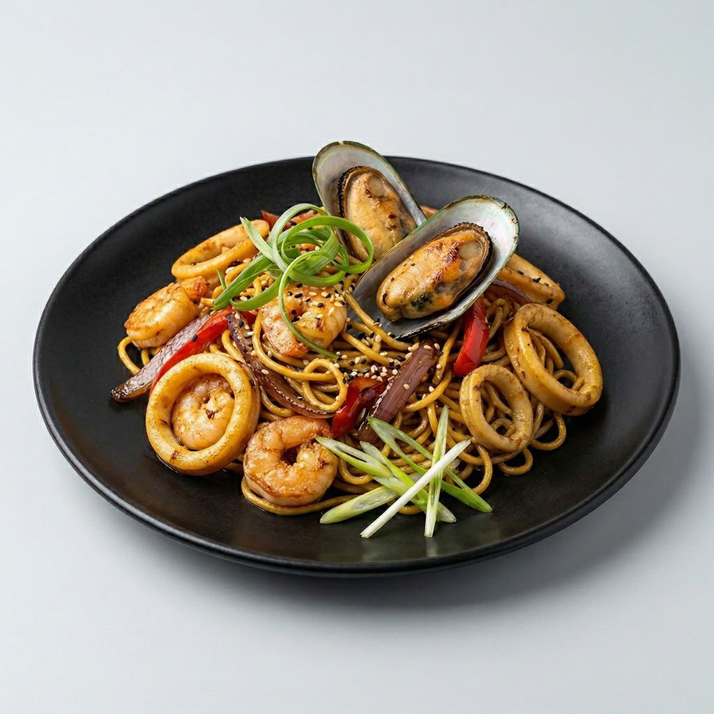 Pasta Al Wok Seafood.