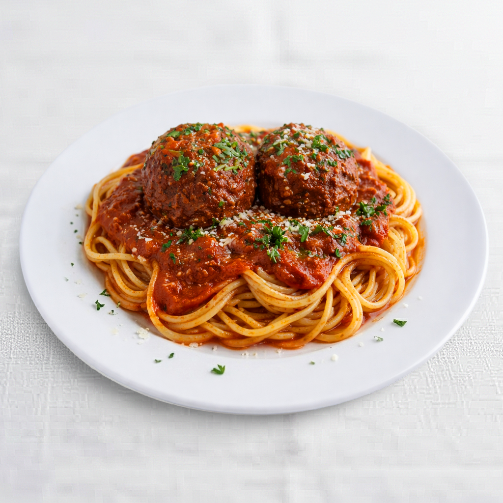 Spaghetti with 2 Meatballs.