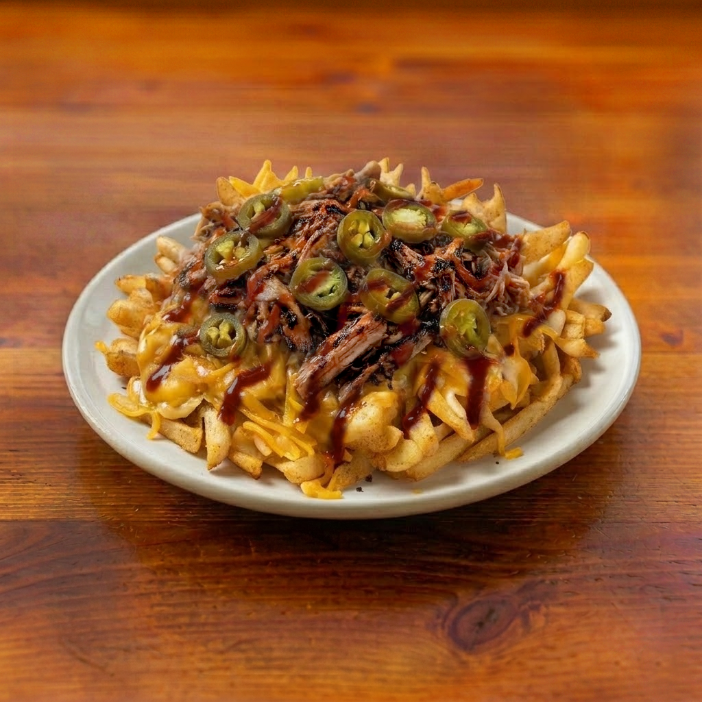 Pulled Chicken Loaded Fries.