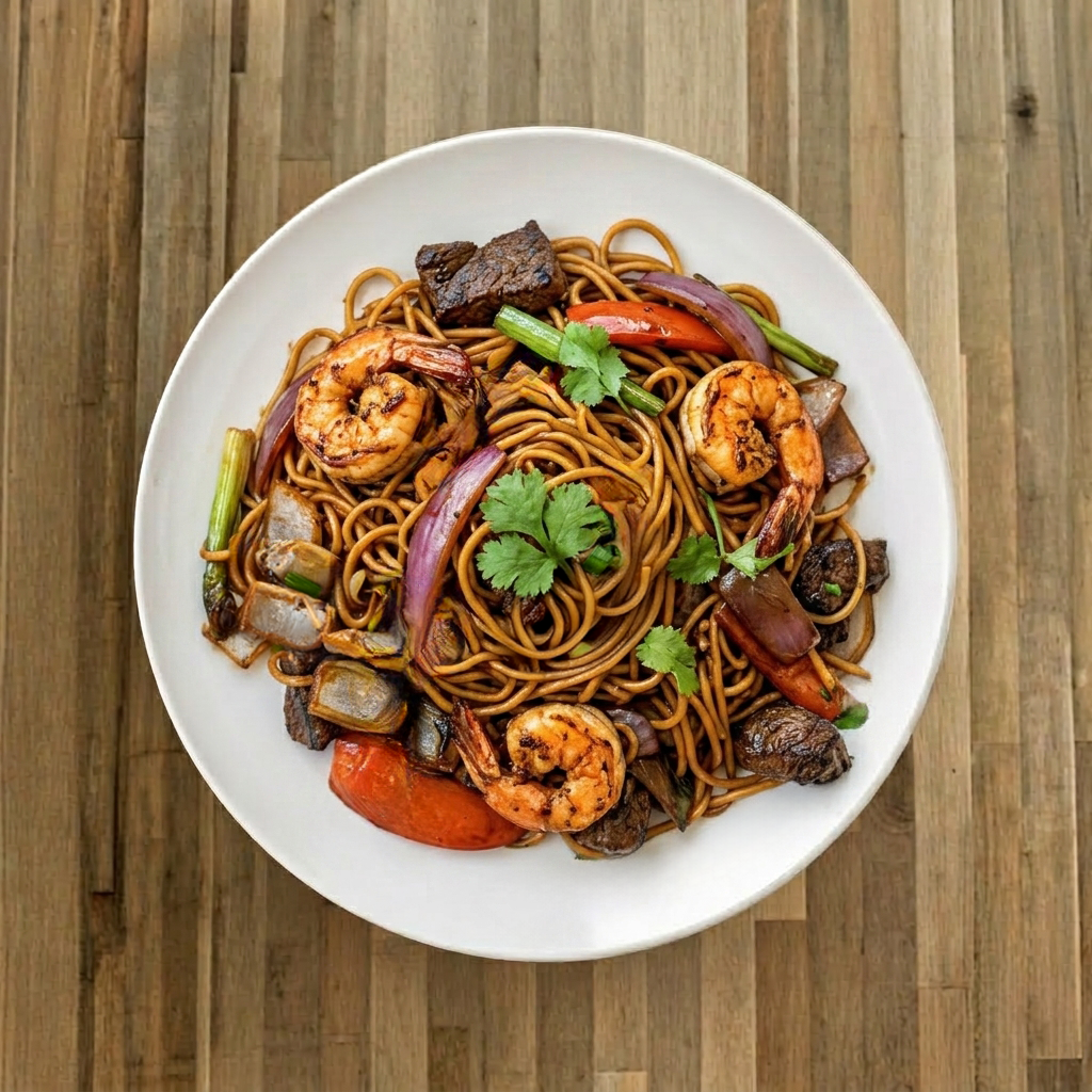Tallarin Saltado De Camaron.