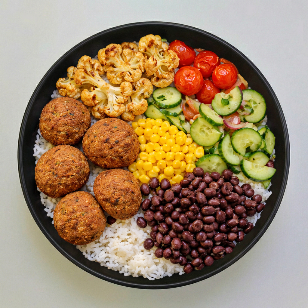 Mediterranean-Inspired Falafel Fresh Green Bowl.