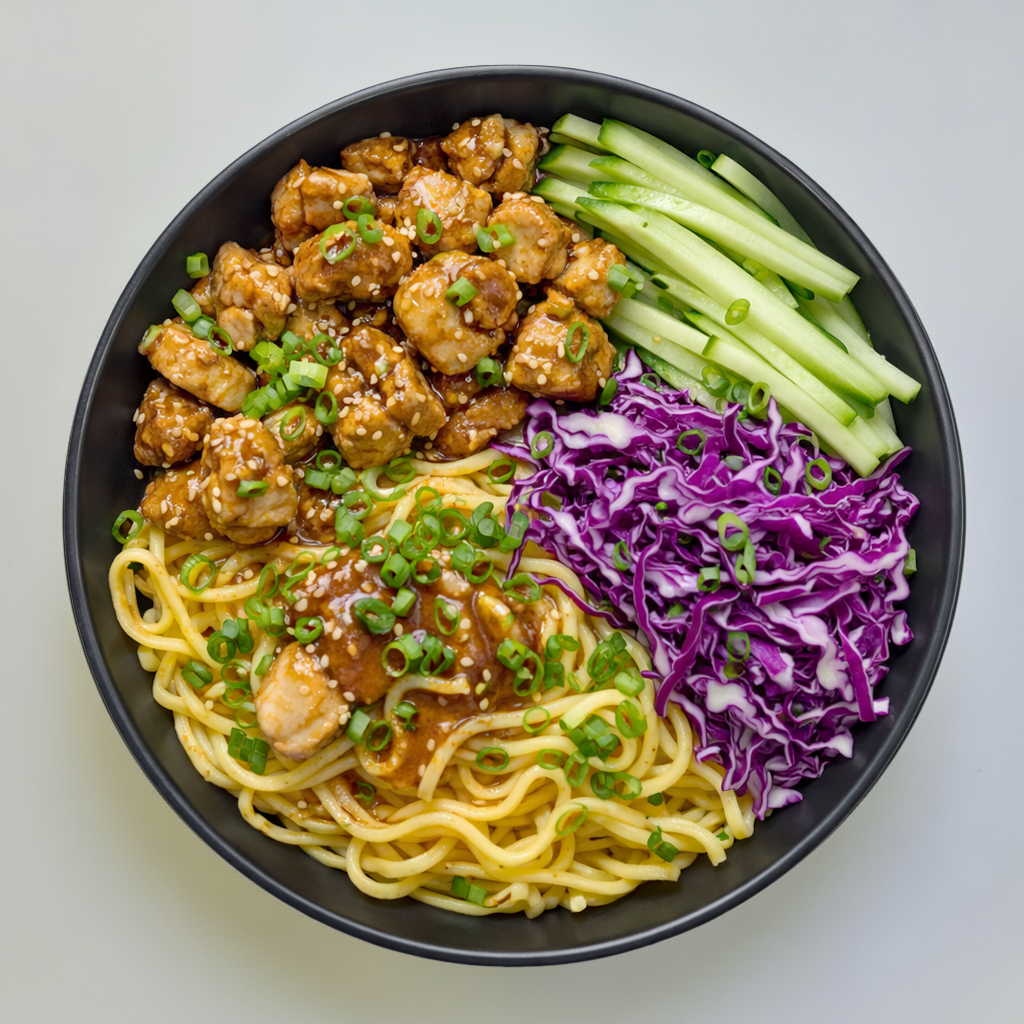 Hawaiian Style Sweet & Savory Lo Mein with Chicken.