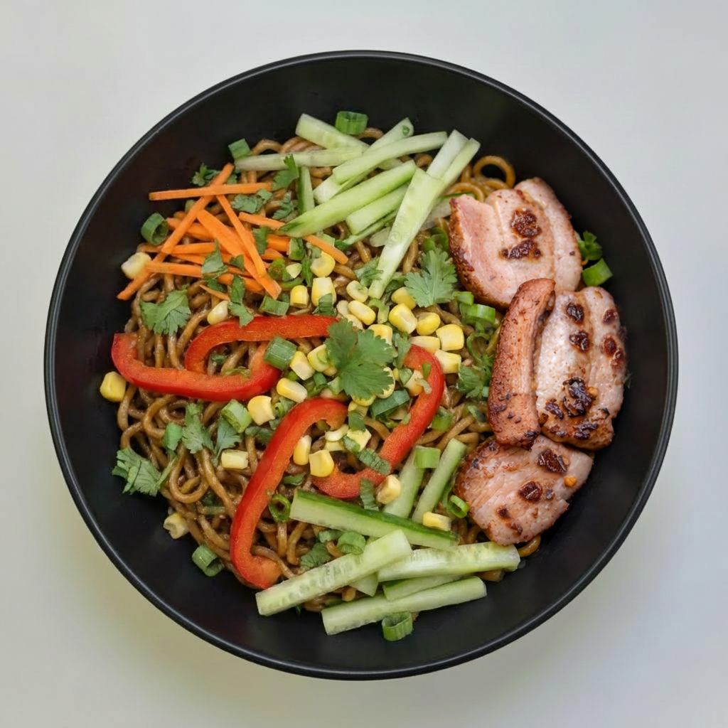 Sichuan Style Hot & Spicy Lo Mein with Chashu (Grilled Pork Belly).