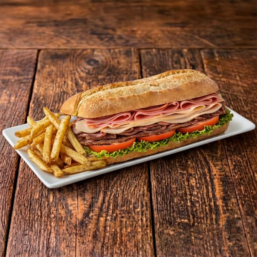 Large Andy Boys Sub W Fries.