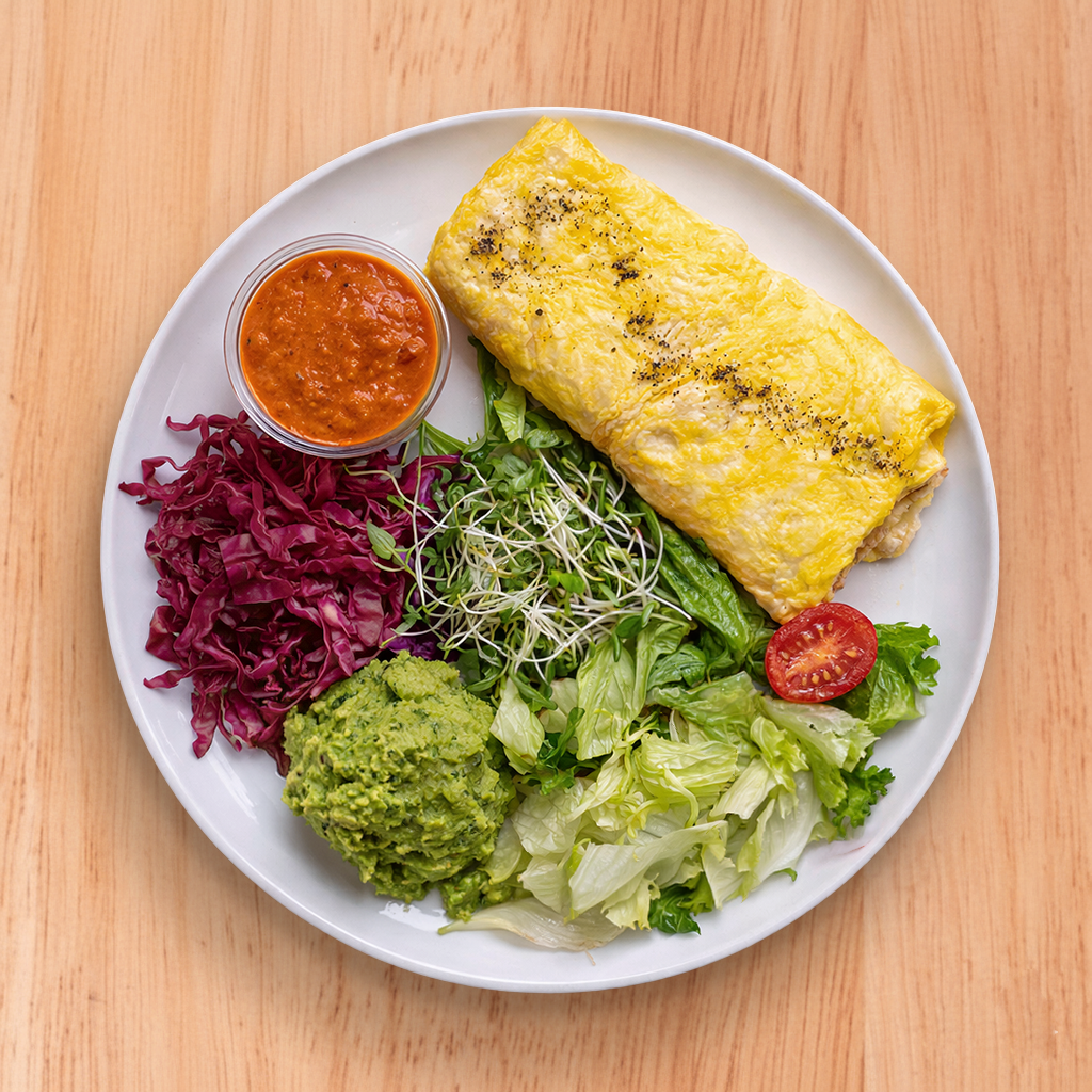 Omelet with Mozzeralla Cheese - Vegetarian & Gluten Free option.