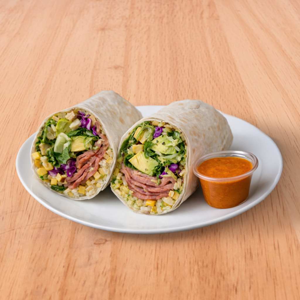 Turkey Bacon & Avocado Burrito (Gluten Free Option).