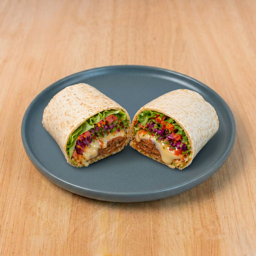 Turkish Beef Sausage & Mozzarella Cheese Burrito (Gluten Free Option).