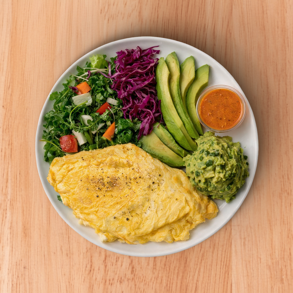 Omelet with Avocado Vegetarian - Gluten Free Option.