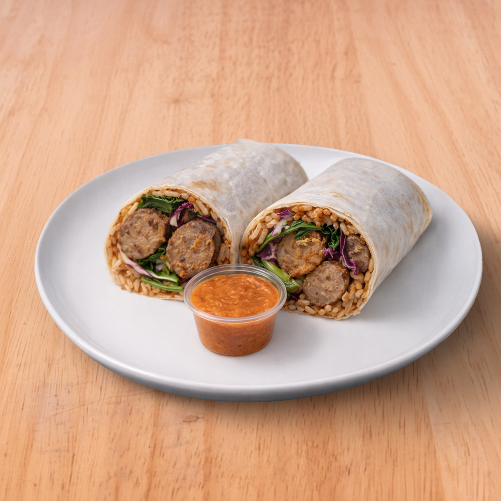 Meatballs Burrito (Gluten Free Option).
