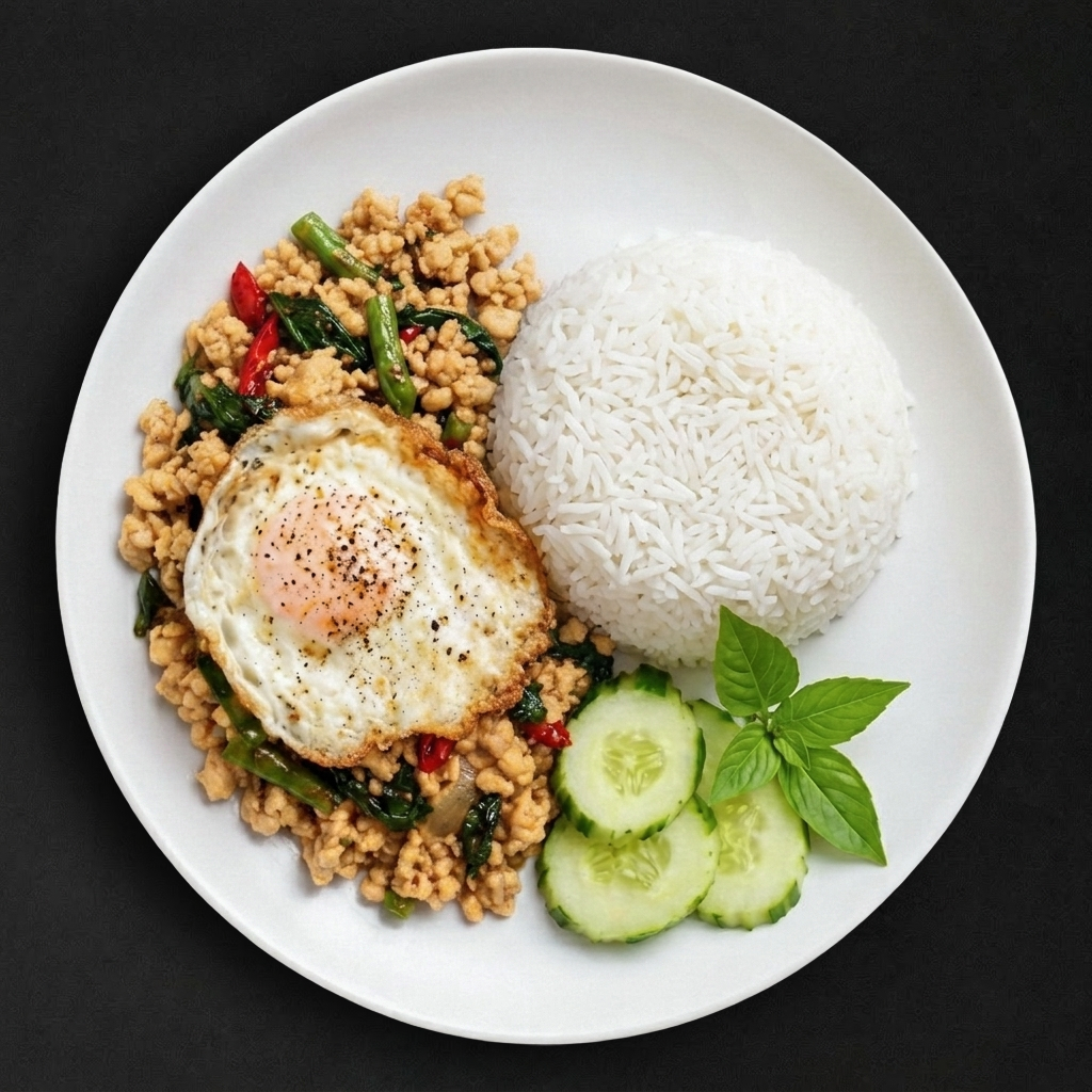 Fried Egg Chicken Hot Basil.