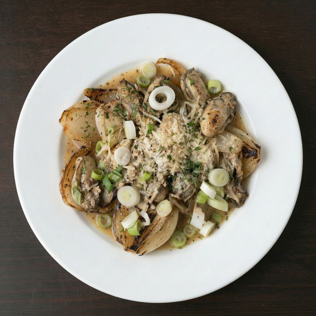 BROILED OYSTERS APPETIZER.
