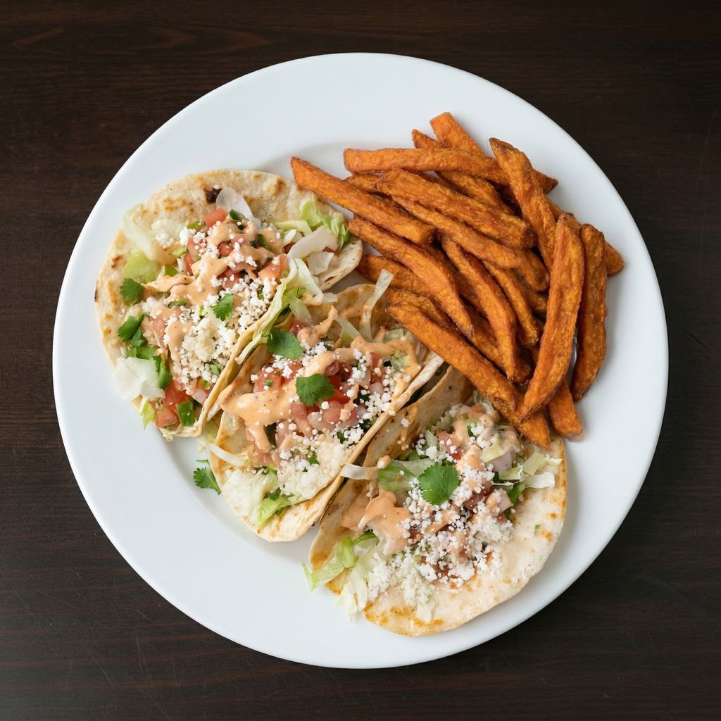 SHRIMP TACOS.