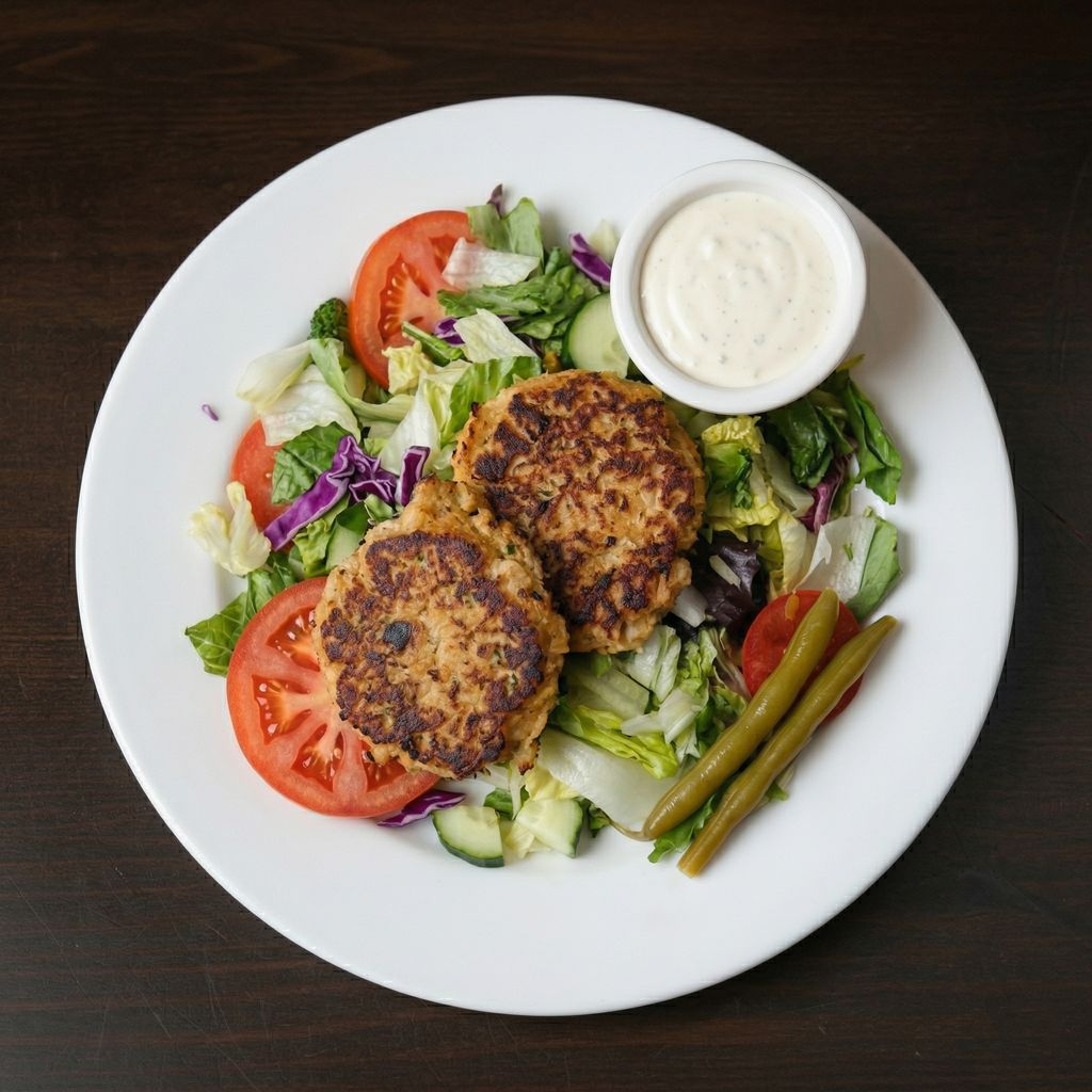 CRAB CAKE SALAD.