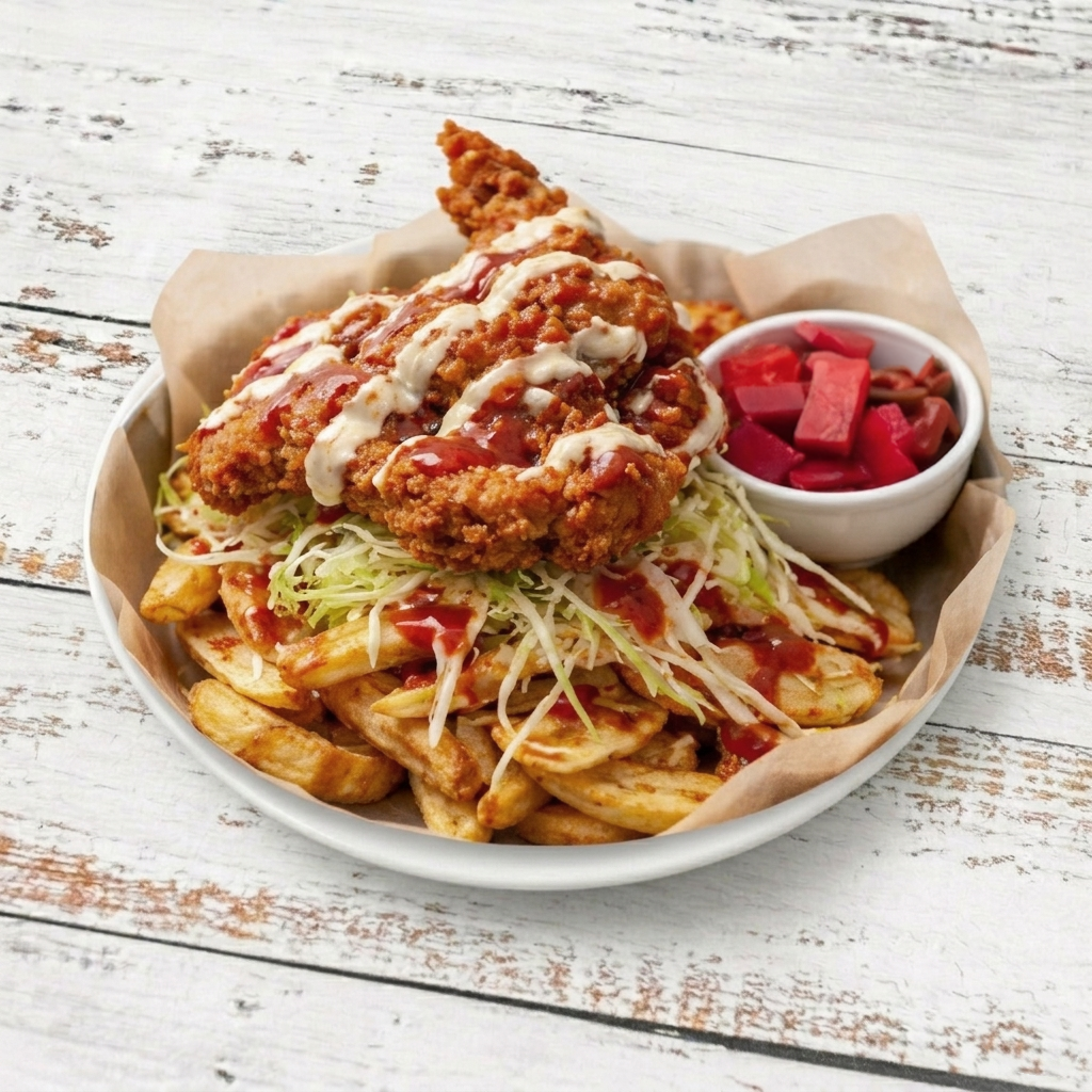 Pollo Frito Con Tajadas/Fried Chicken with green bananas.