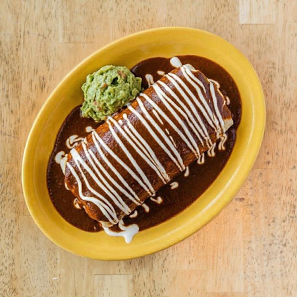 Smother any burrito.(Verde, Rojo, Mole or Cheese sauce).