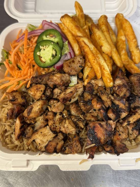 Jerk Chicken Over Rice.