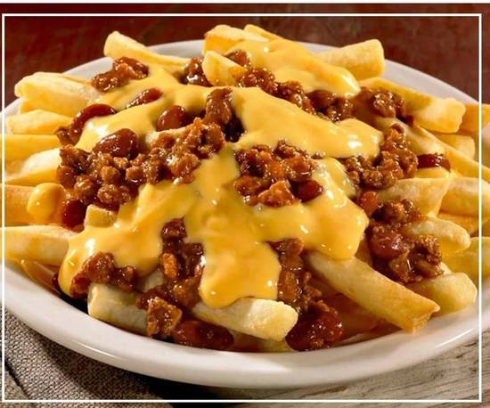 Hot Dog Chili Cheese, with French Fries.