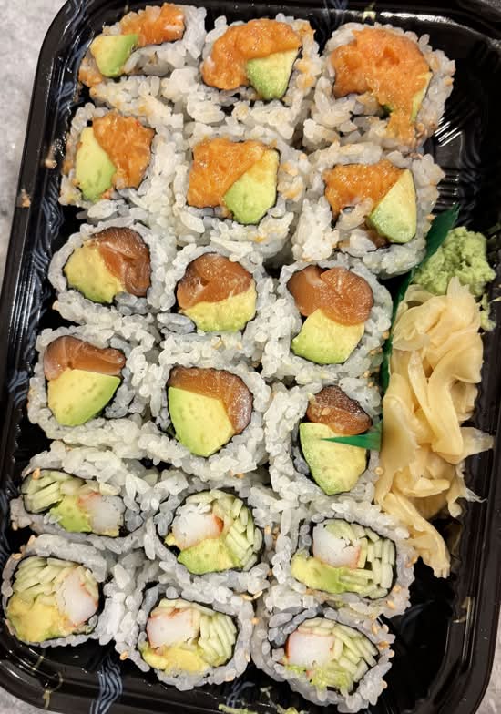 Spicy Salmon with Avocado roll.