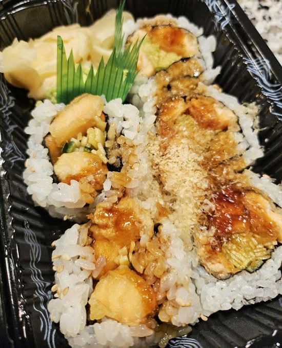 Salmon Tempura Hand Roll.