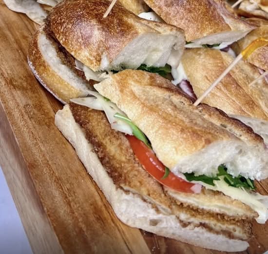 Chicken Cutlet on Garlic Bread Grinder.
