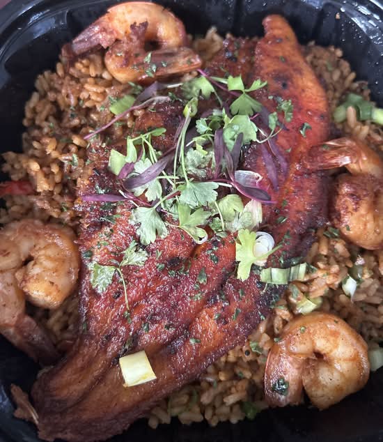 Blackened Catfish W Shrimp.