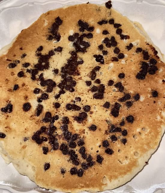 Two Chocolate Chip Pancakes.