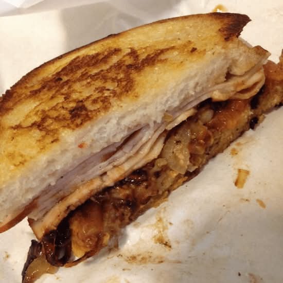 Turkey Sausage Melt Sandwich.