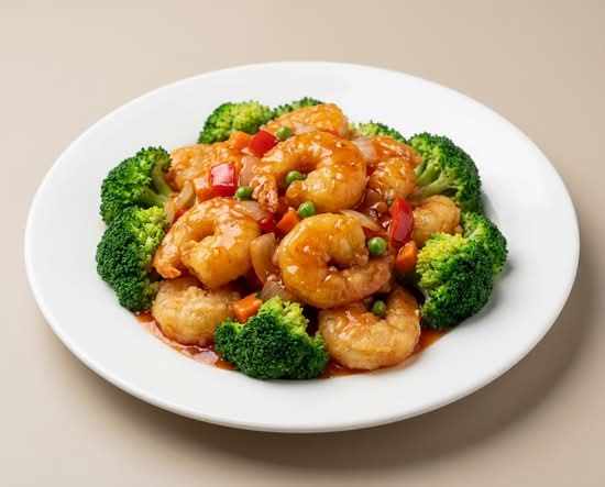 Sweet and Sour Shrimp Dinner 糖醋虾 Camarones agridulces.