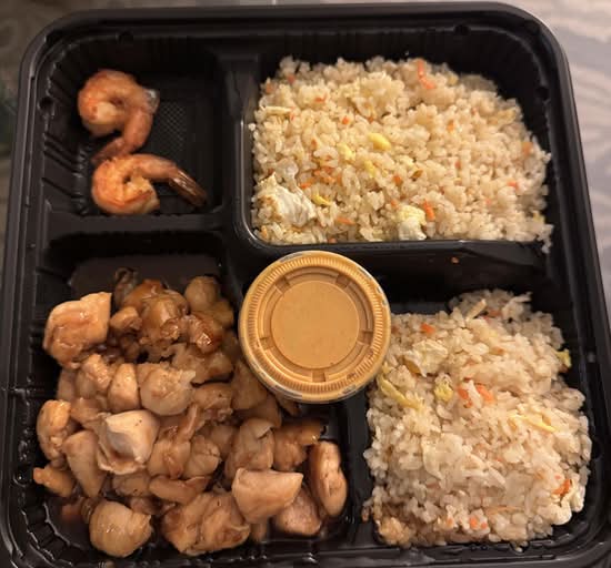 Teriyaki Chicken & Steak Dinner Plate •.