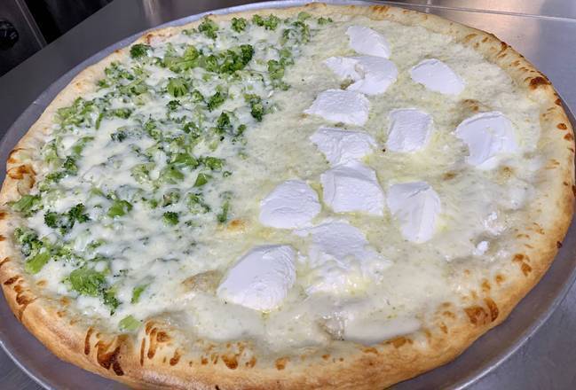 White Broccoli Slice Pizza.