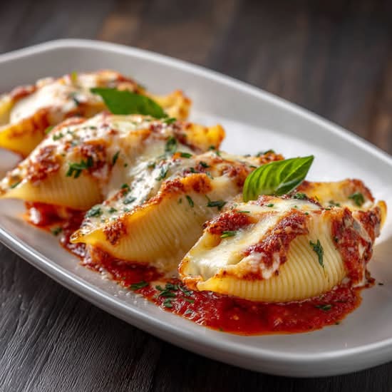 Cheese Stuffed Shells Parmigiana.