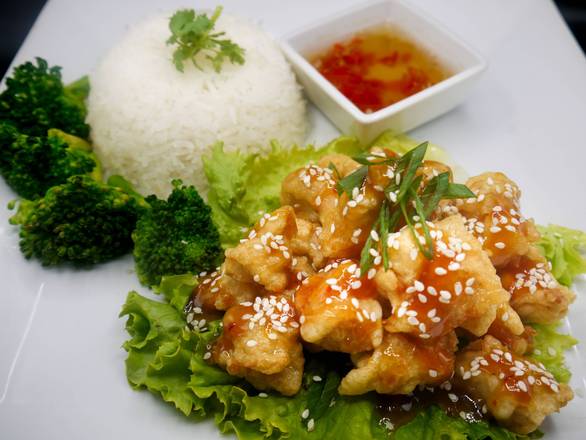 Sesame Chicken Steamed Rice.